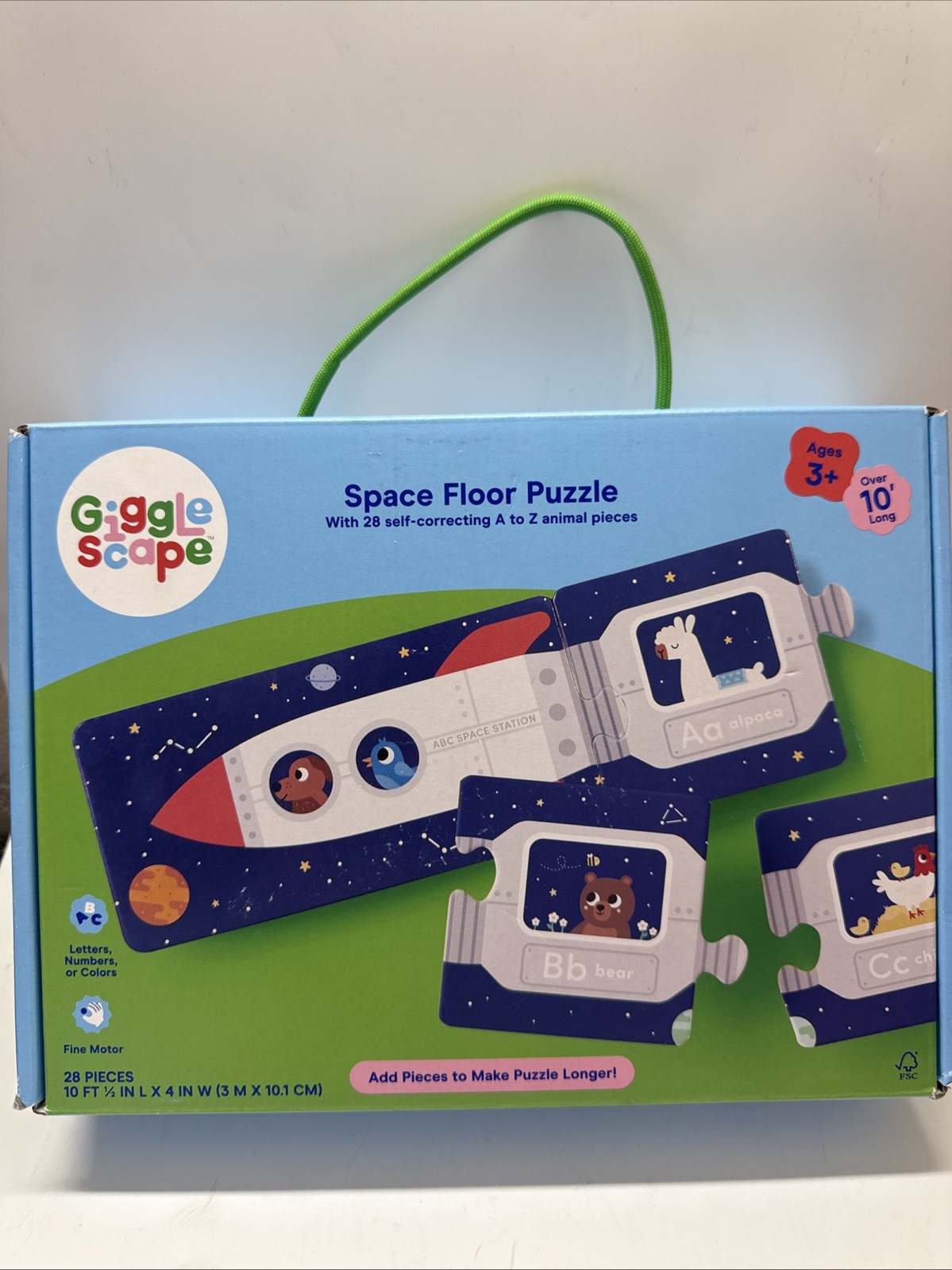 Giggle scape Space Floor Puzzle Ages 3+ Alphabet Animal Themed 28-Piece 10 Ft