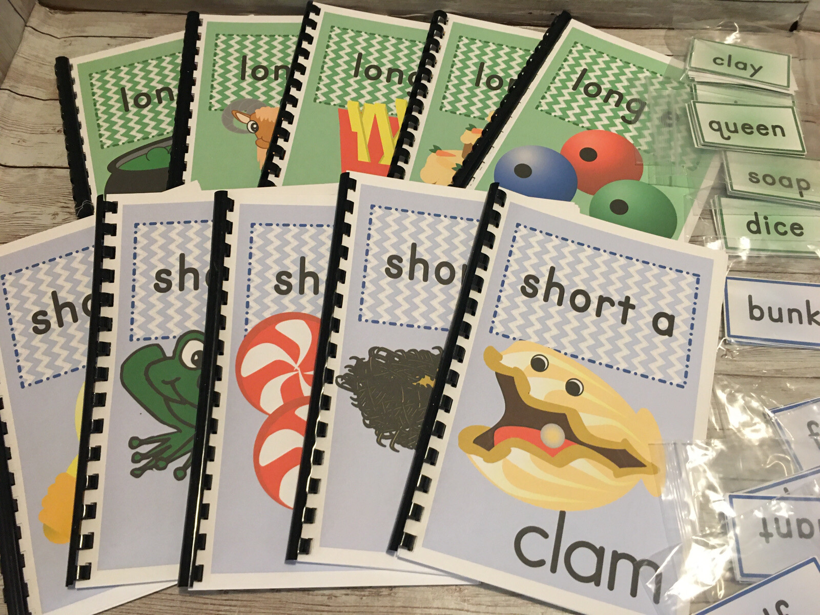 Interactive Learning Books for Children – 10 Vowel Sets w/120Laminated Cards