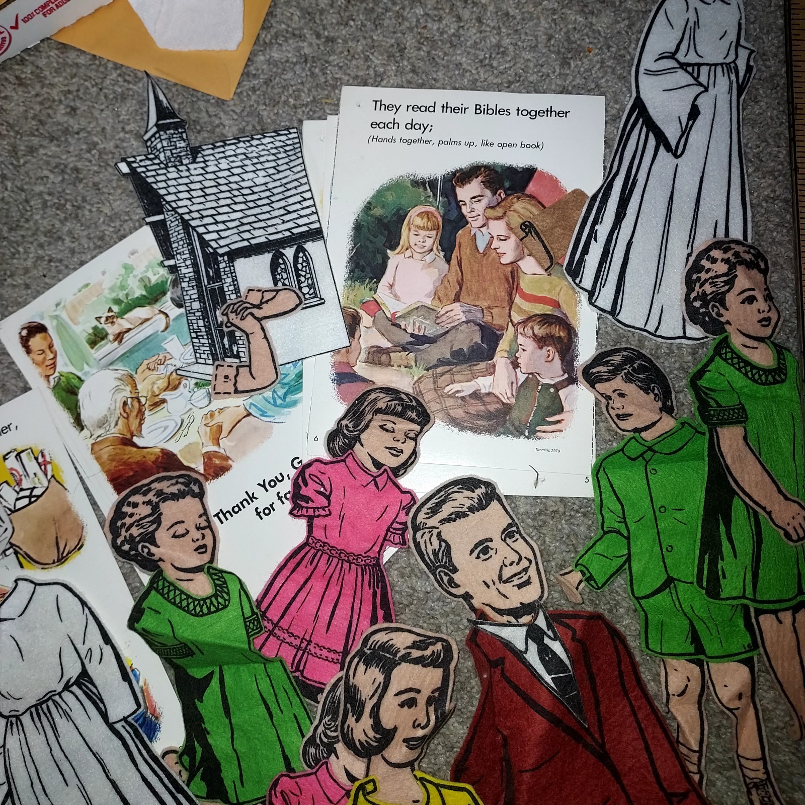 Vintage Felt Board Set family church Child Sunday School mom dad story