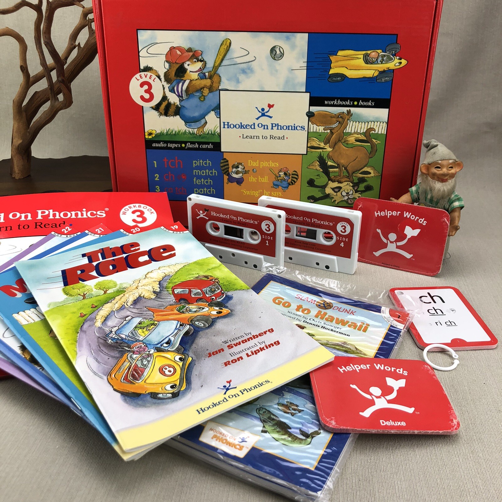 Level 3 Hooked on Phonics Complete Box Set Workbook Cassette Tape More RED