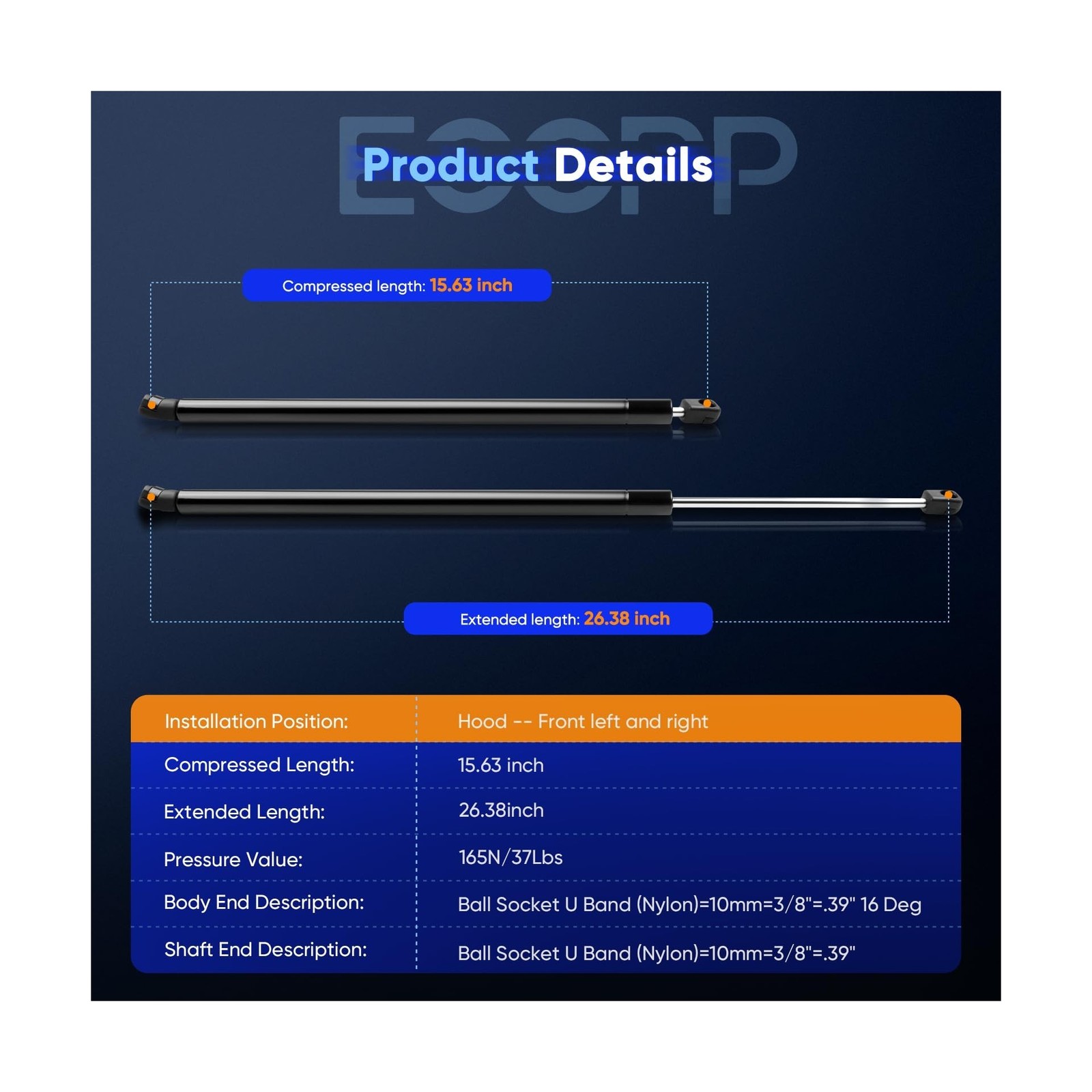 ECCPP Lift Support Front Hood Struts Gas Springs for Toyota Avalon 2013-2016,…