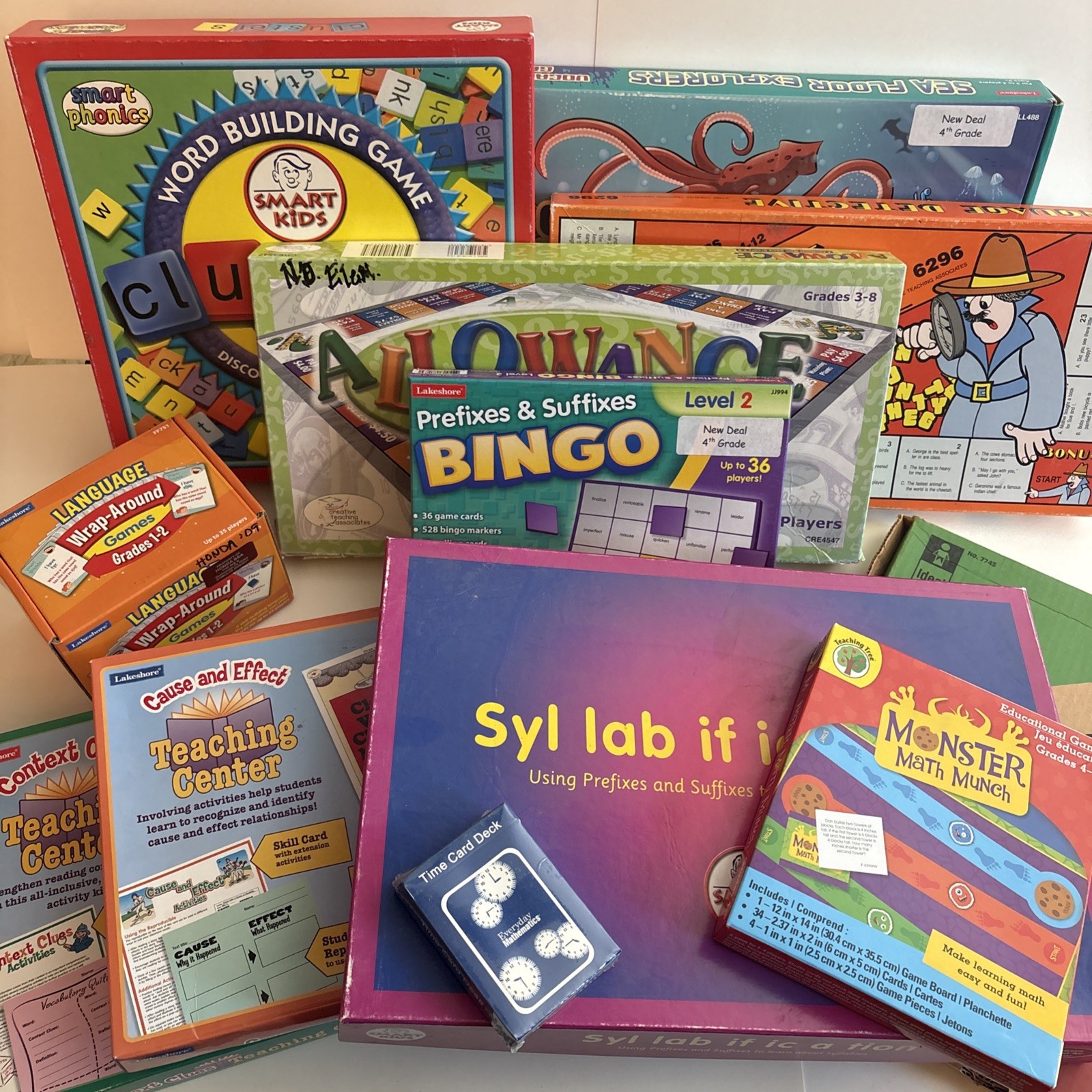 Learning Center Lakeshore Activity Set Lot Of 11 Games 4-9 Homeschool Education