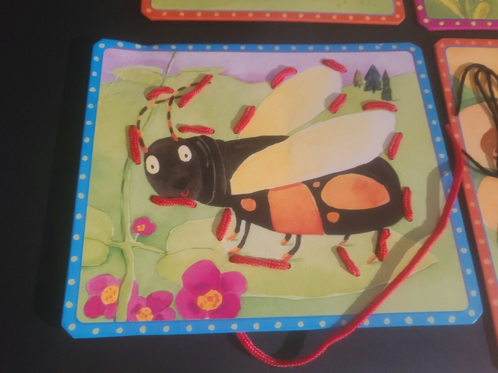 (SET OF 8) eeBoo Friendly Bugs Lacing Sewing Card Set (DAMAGED BOX)