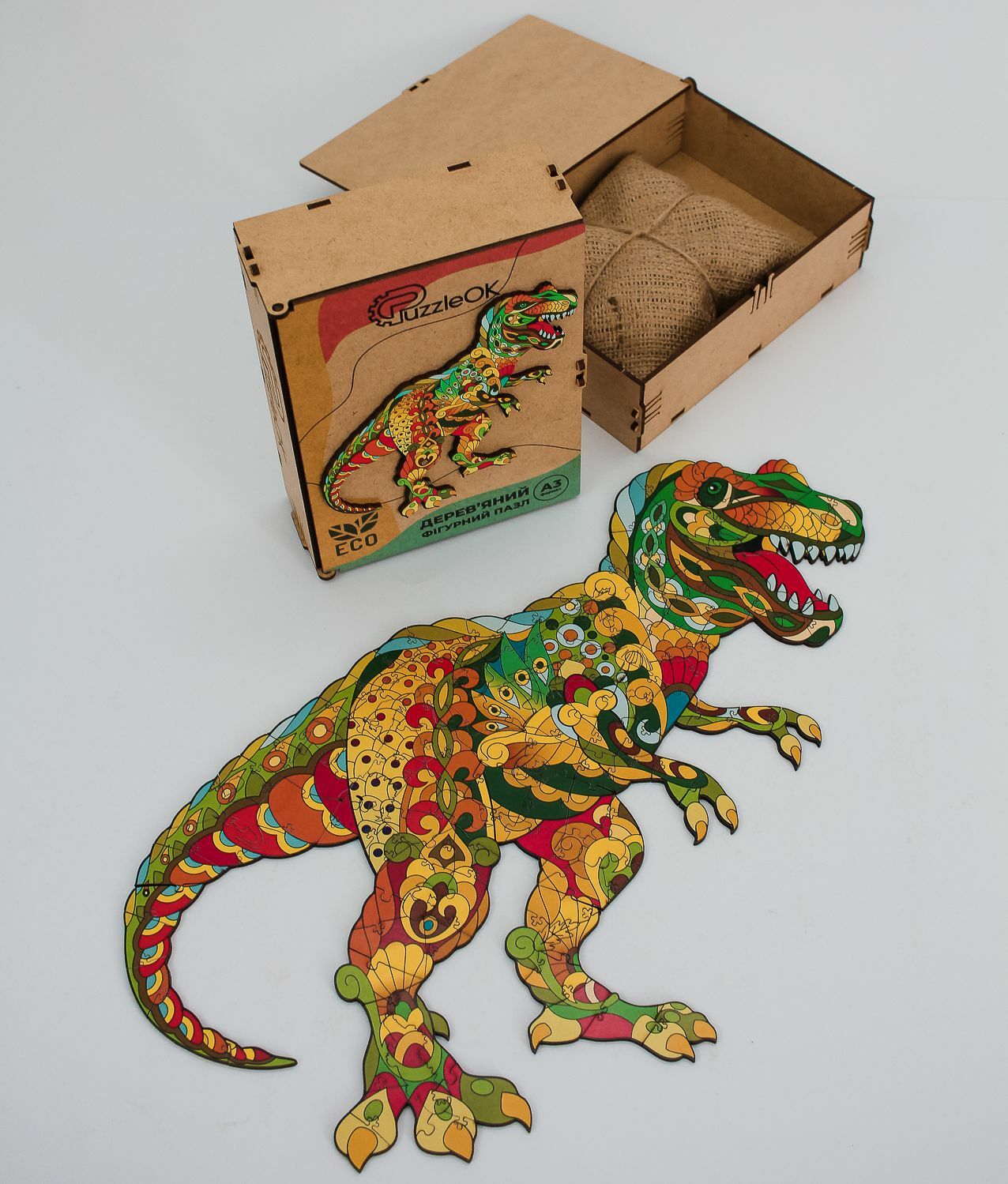 Animal wooden puzzle Tyrannosaurus Rex- gift ecofriendly puzzle medium and large