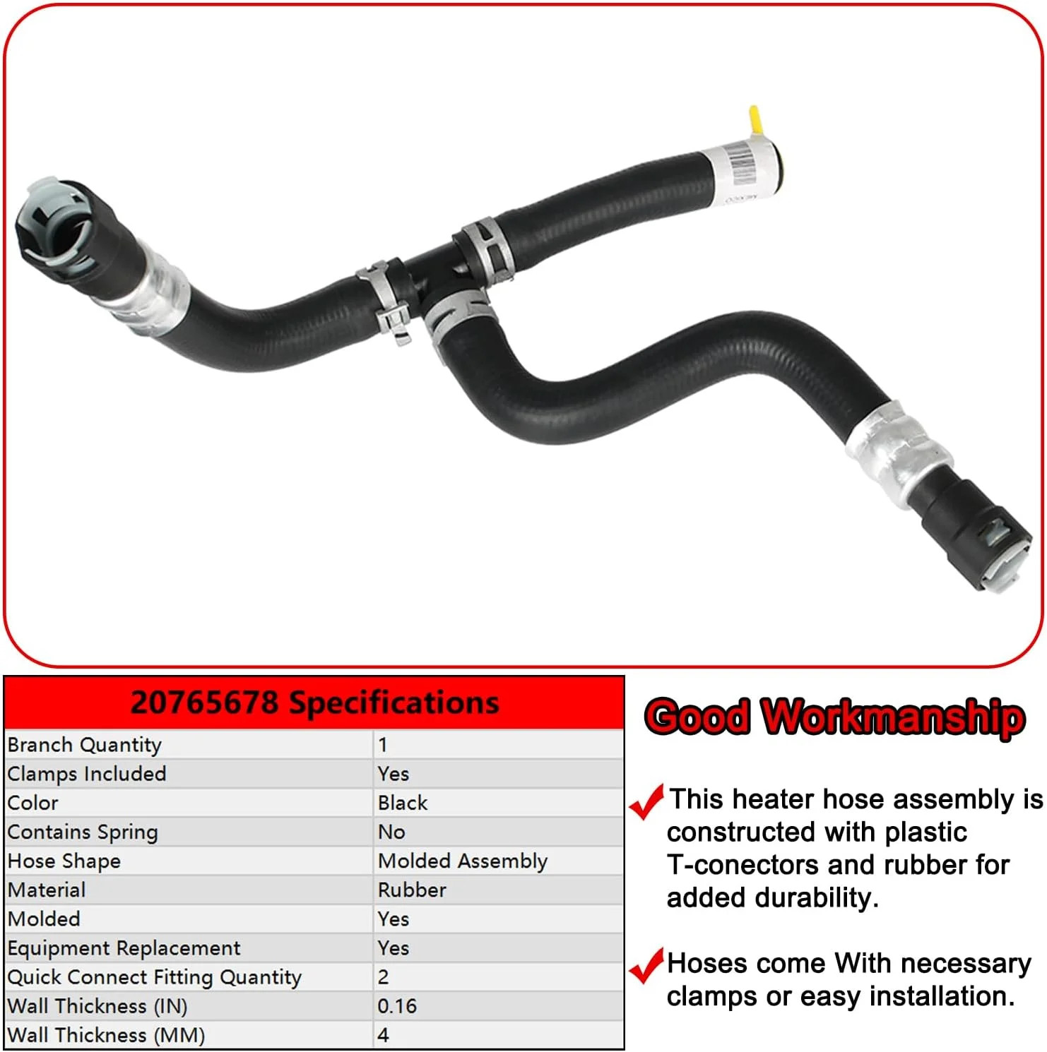 Engine Heater Hose Set Assembly Replacement for Buick Enclave 2008-2017 for GMC