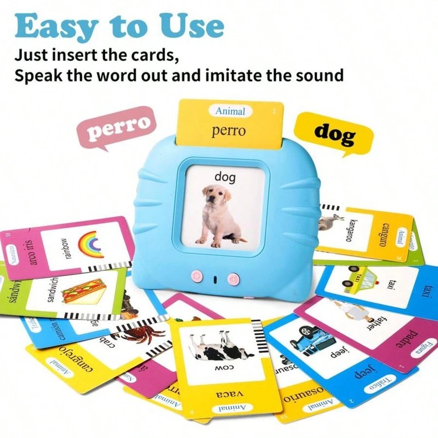 Spanish English Talking Flash Cards 224 Sight Words Bilingual Learning Toy