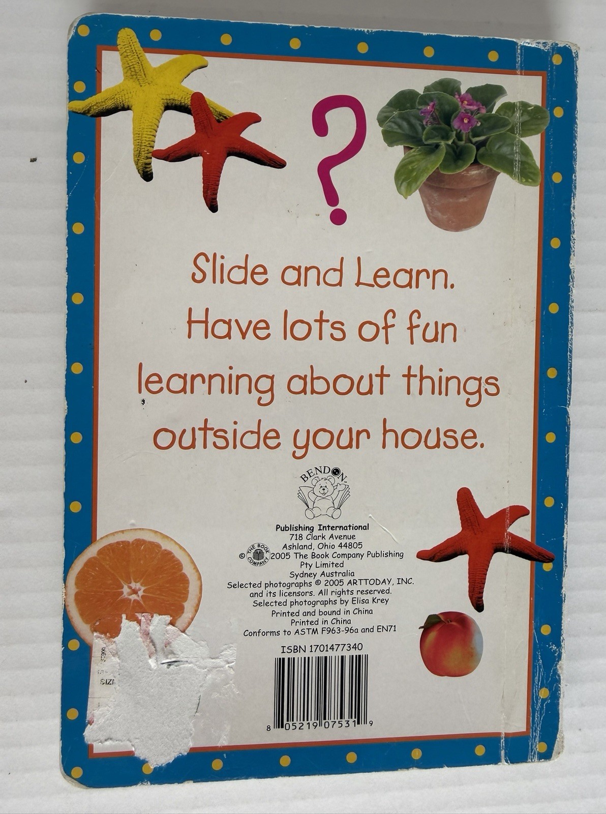 Bendon Slide ‘n’ Learn My Outside World Multicolor Book Kids Age 3-4 2005