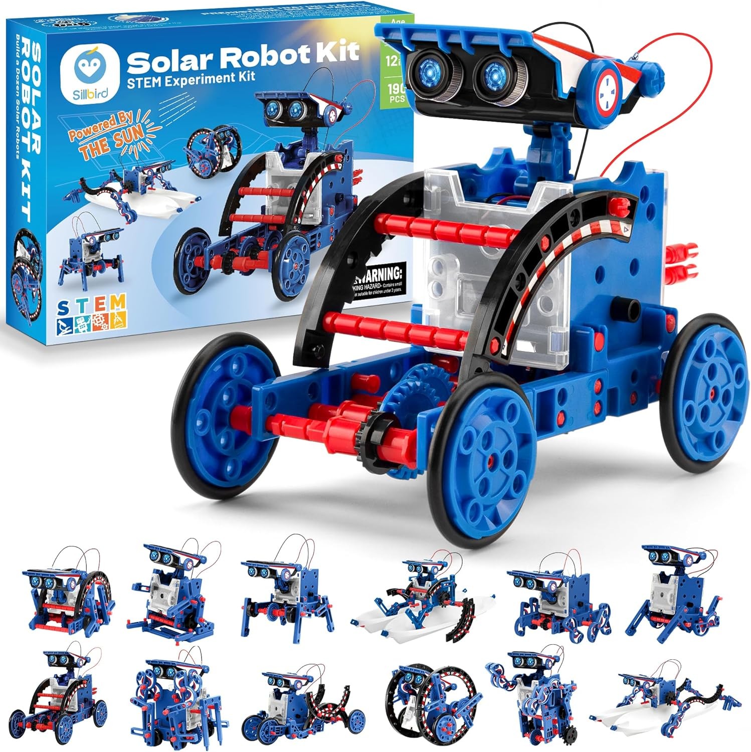 Solar Robot Building Kit – 12-in-1 STEM Toy for Kids Age 8-13, 190 Pieces