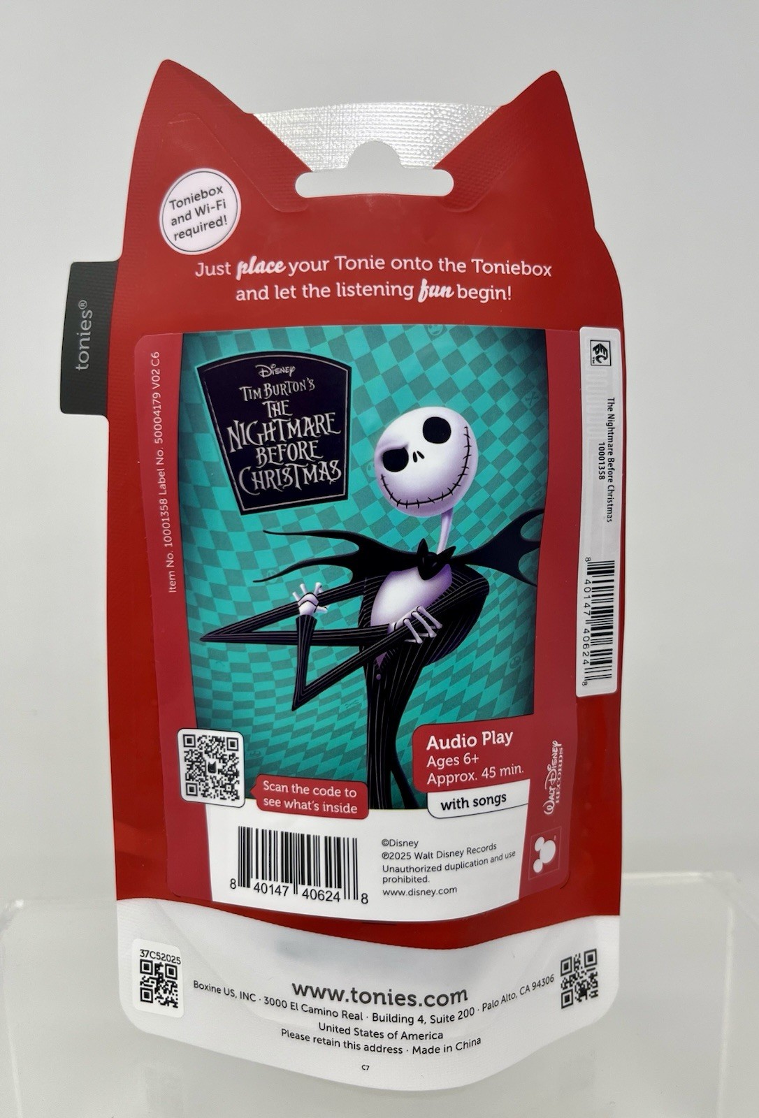 Tonies THE NIGHTMARE BEFORE CHRISTMAS Jack Skellington Music 2025 New- Fast Ship