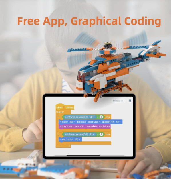 Apitor Robot X, 12 in 1 Educational Building Blcok Kit 1:1 Scale STEM Toy App