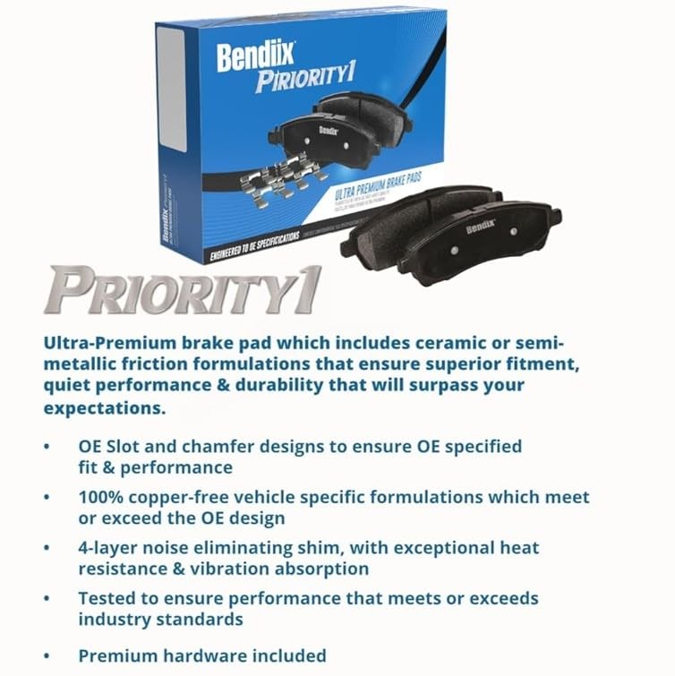 Bendix Priority 1 Ceramic Brake Pads For Ford Explorer 2020 2024 Set