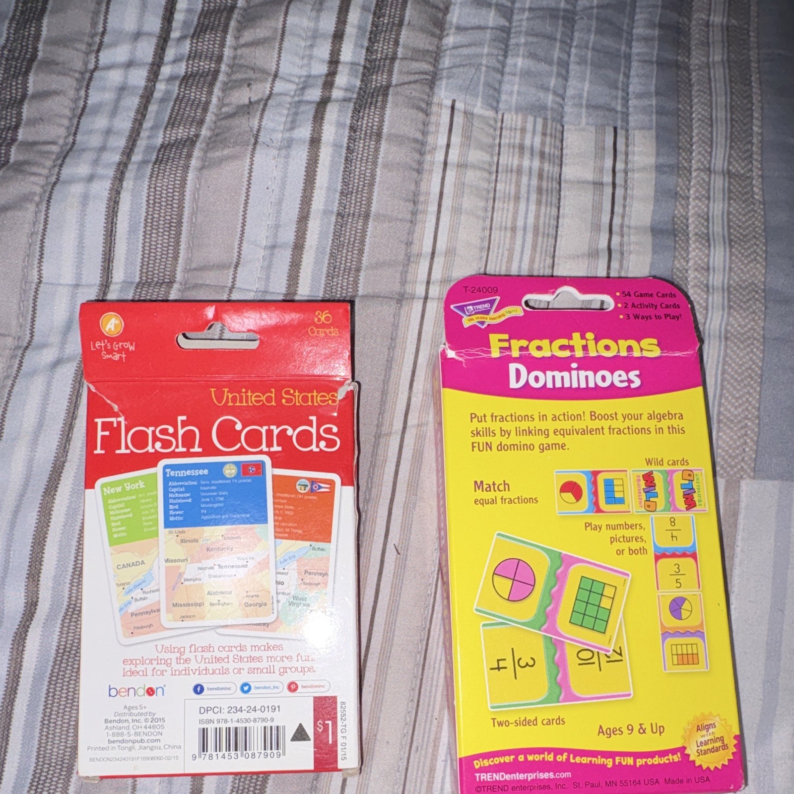 Bendon United States Flash Cards 36 + TREND Fractions Dominoes T-24009