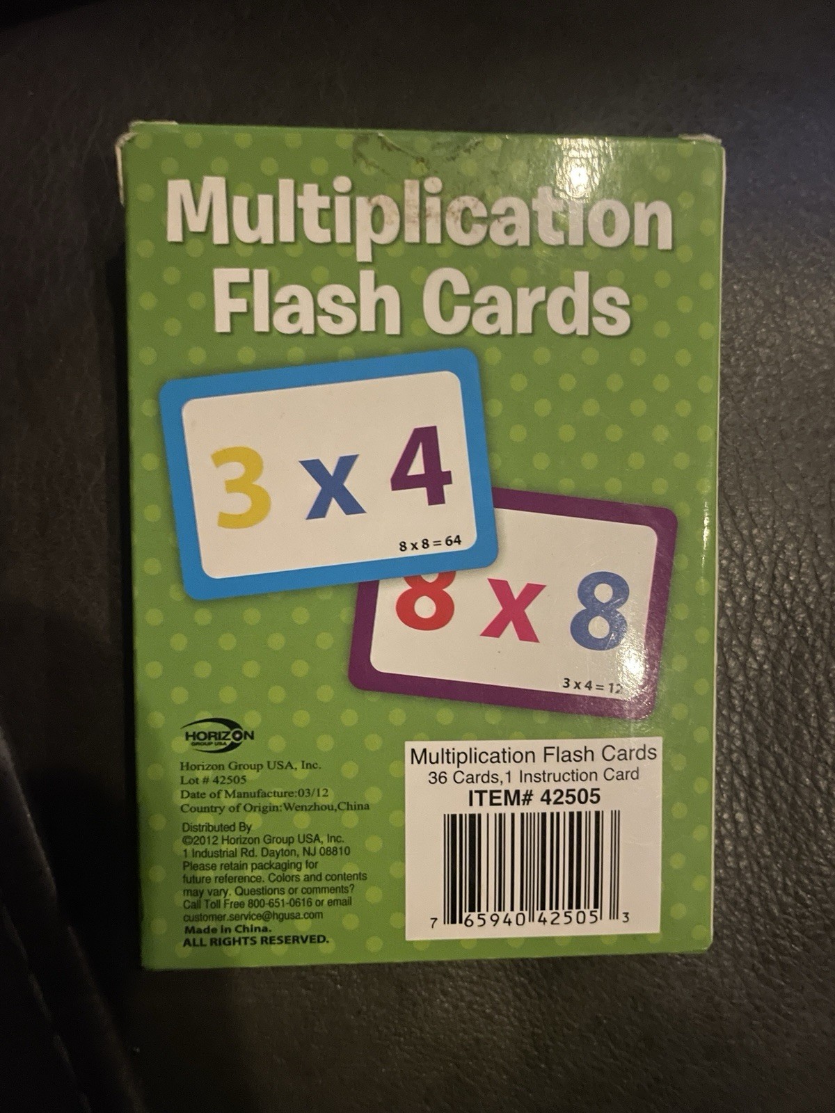 Multiplication Mathematics Flash Cards Age 4+ 36 Cards + Instruction Card