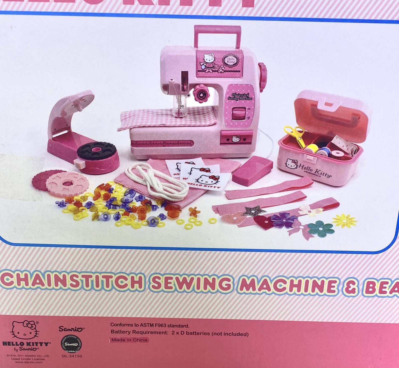Hello Kitty Chainstitch Sewing Machine & Bead Applicator Activity Set Sanrio NOS