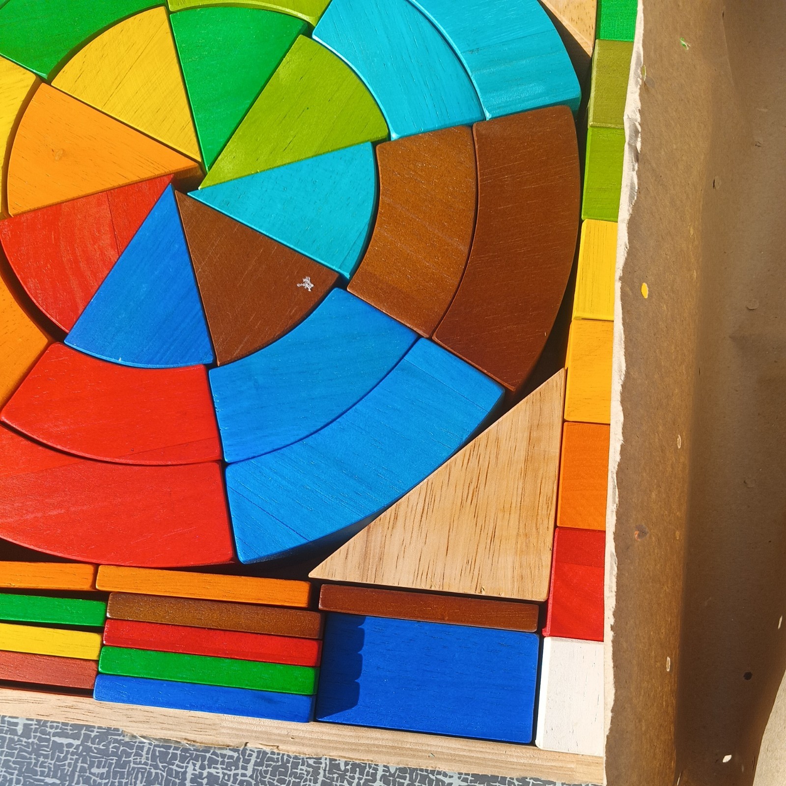 NEW QToys NATURAL RAINBOW BLOCKS CONSTRUCTION SET- OPENED to view ONLY