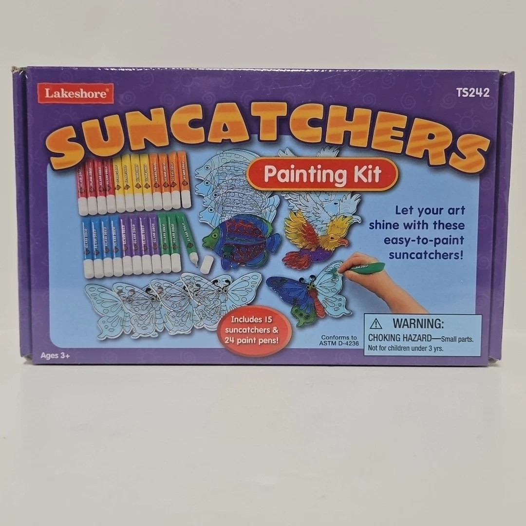 LAKESHORE SUNCATCHERS PAINTING SET TS242 LET YOUR ART SHINE NEW SEALED ART CRAFT