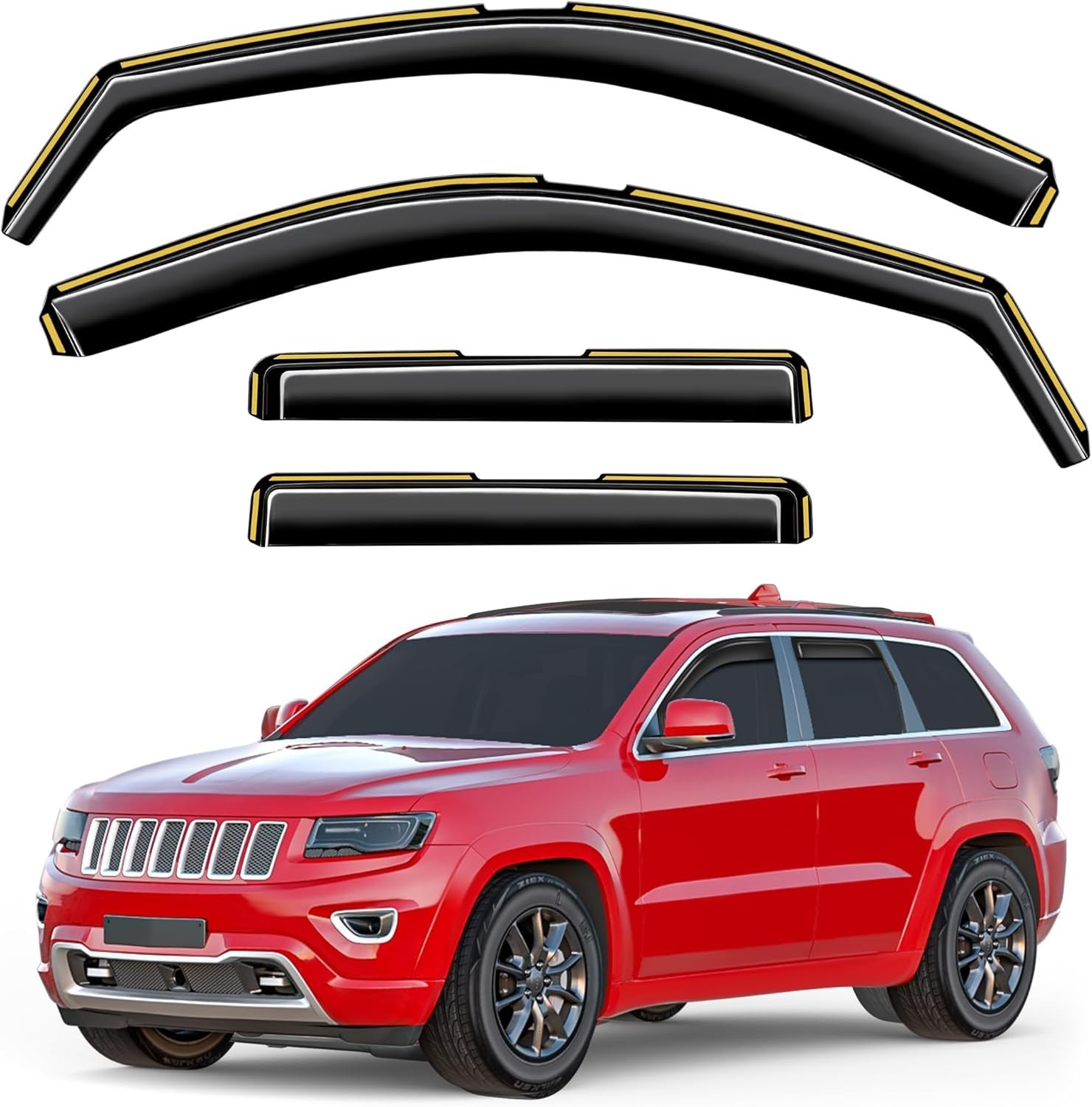 in-Channel Window Rain Guards Fit for Jeep Grand Cherokee(Limited) 2011-2021 Ext
