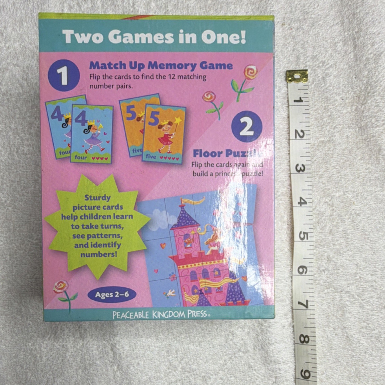 Peaceable Kingdom Press Numbers Puzzle Memory Game Ages 2-6 Pink Blue Multicolor