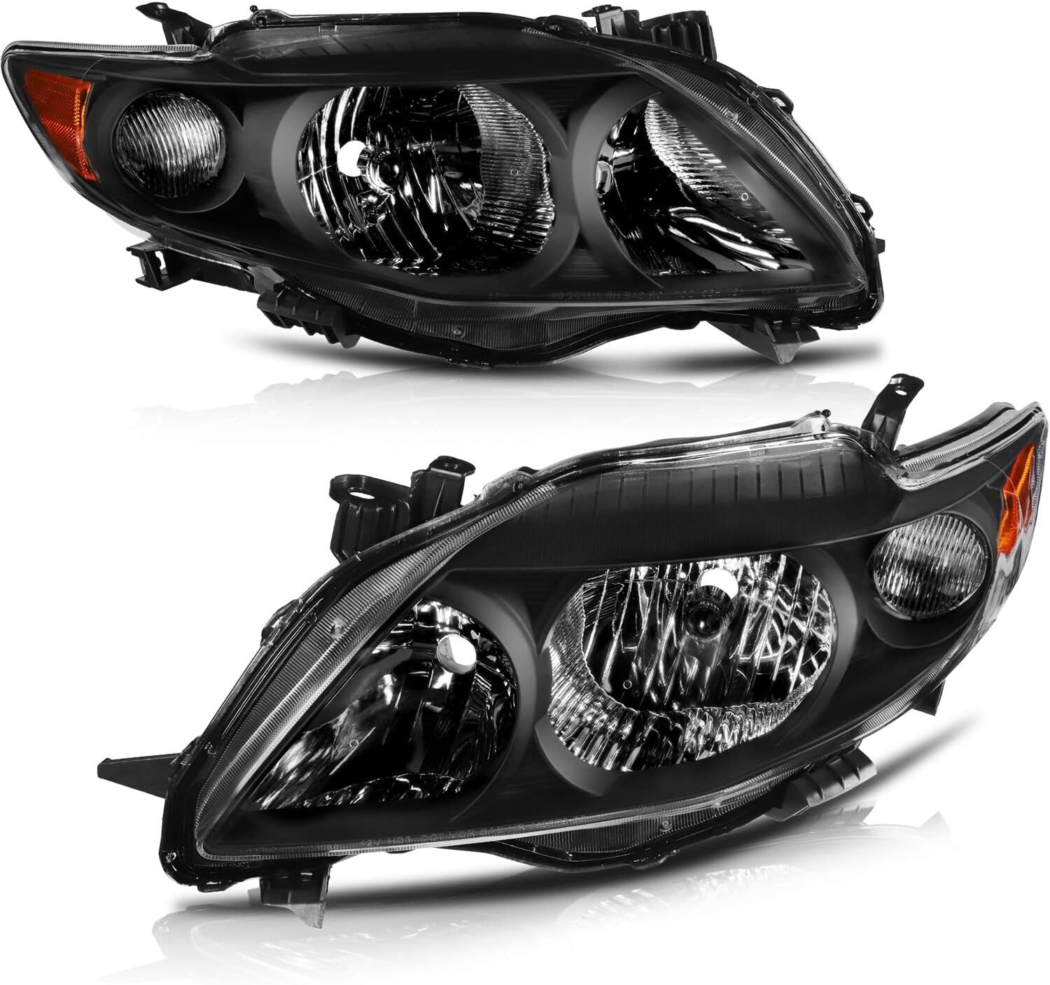 Headlight Assembly for Toyota Corolla 2009 2010 Black Housing Amber Reflector…