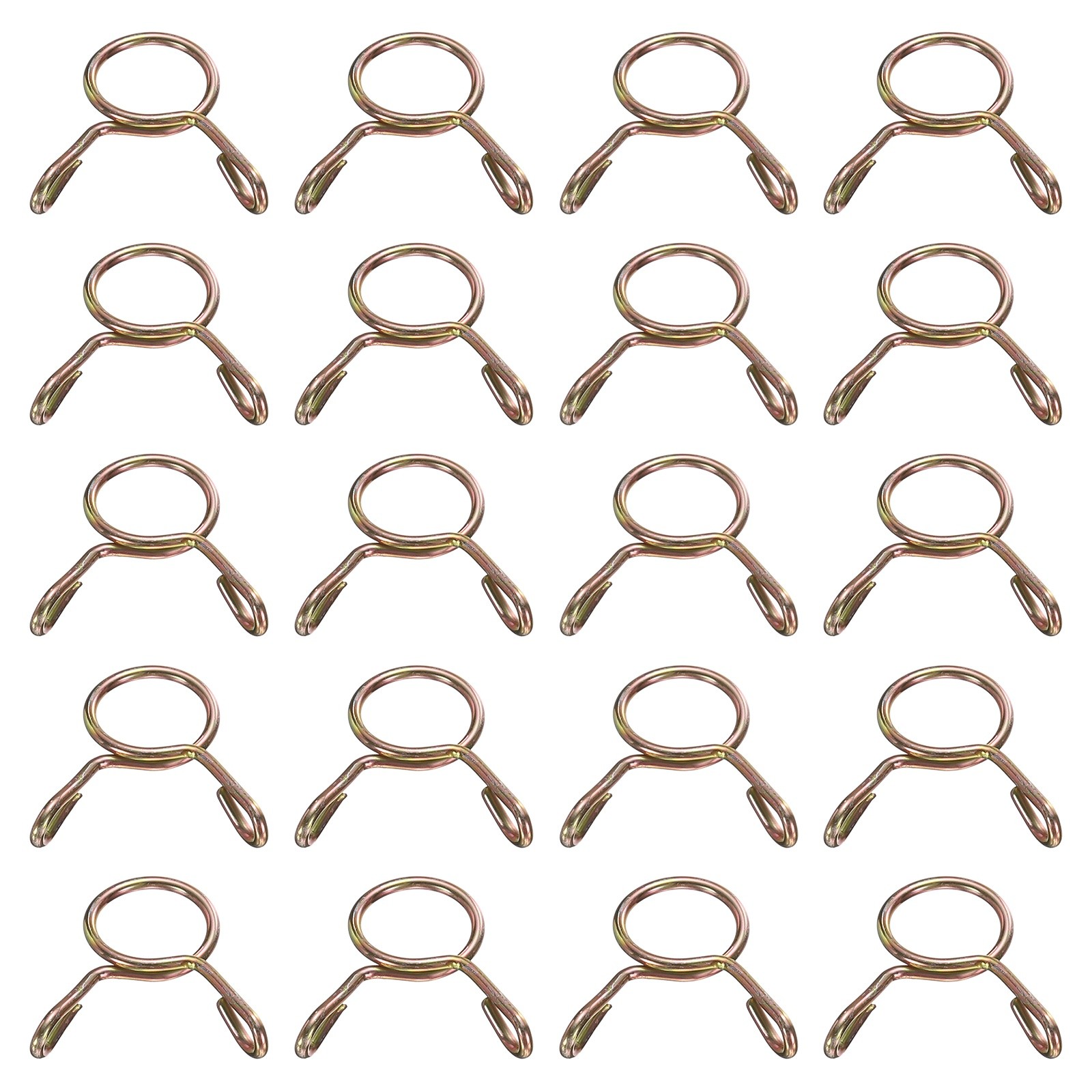 20Pcs 8mm ID 9.3mm OD Fuel Line Hose Clips 65Mn Spring Clips Clamps Gold