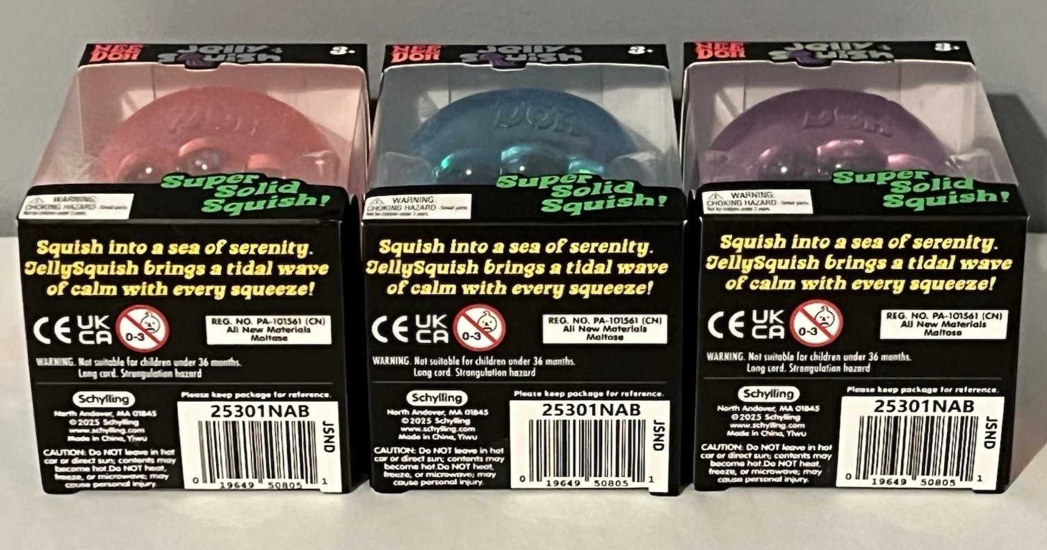 Schylling NeeDoh Jelly Squish: Purple, Pink, Blue Complete Set of 3 – Sealed