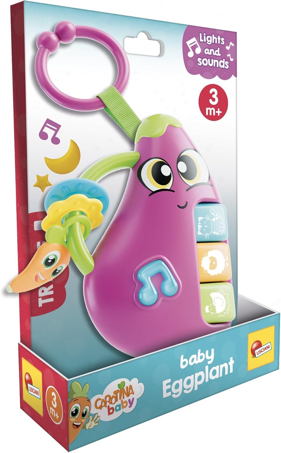 Lisciani – CAROTINA BABY – Aubergine Baby Rattle – Musical Toy for Children from