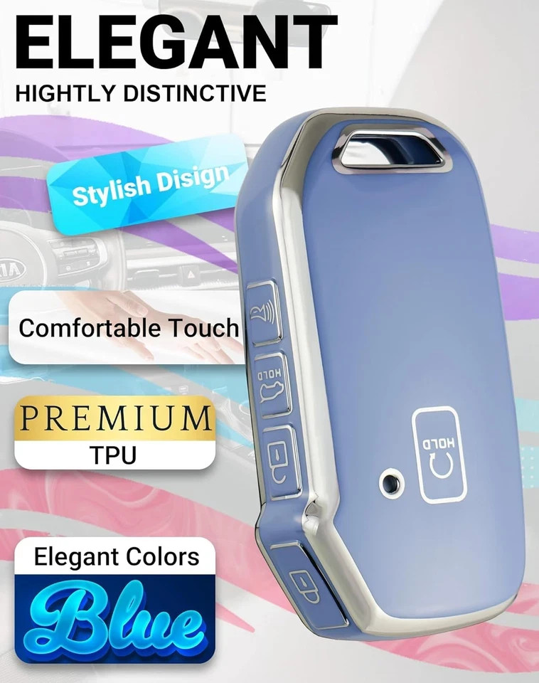 For Kia Key Fob Cover with Key Chain, Soft TPU Car Key Fob Case Shell for Kia So