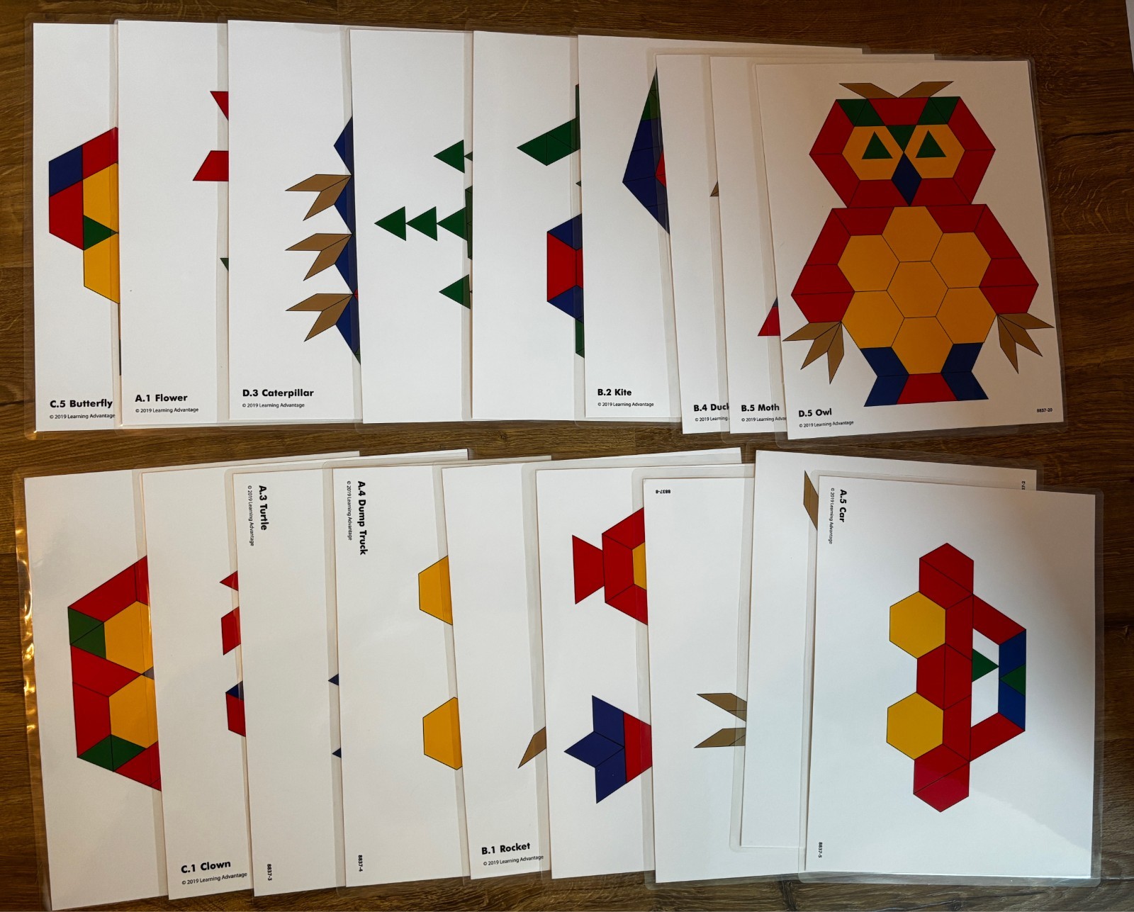 Kids’ Pattern Block Picture Cards Laminated Set of 18