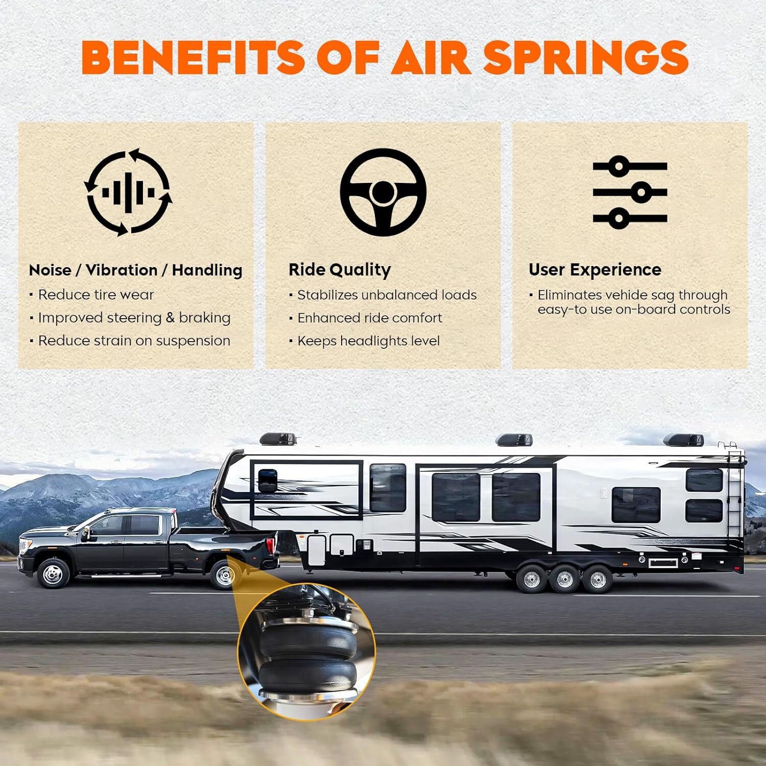 Rear Air Spring Bags Suspension Kit Fit for Ford F250 4WD 1999, F-250 Super Duty