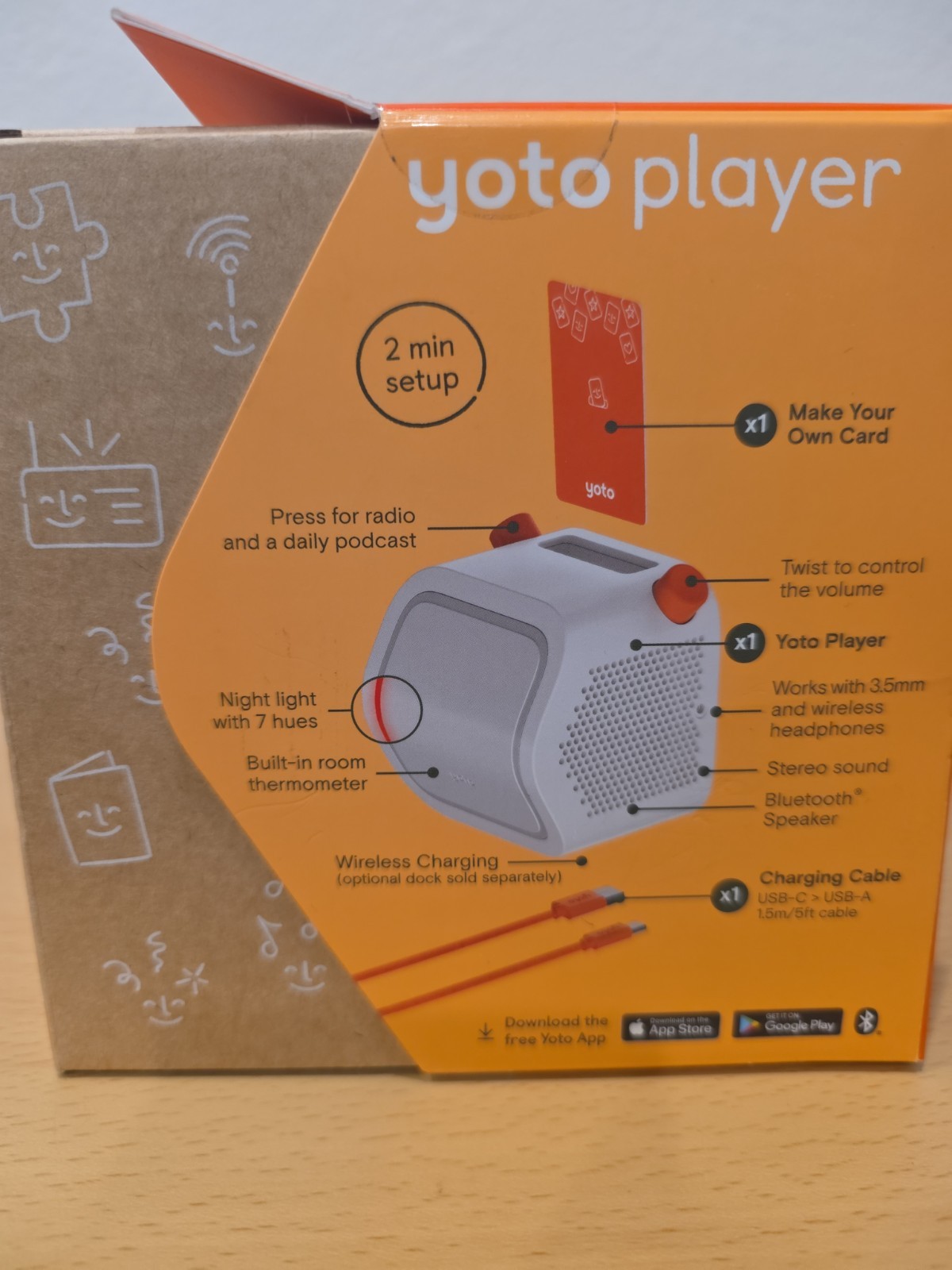 Yoto Player 3rd Generation Kids Audio Player Gray Orange New