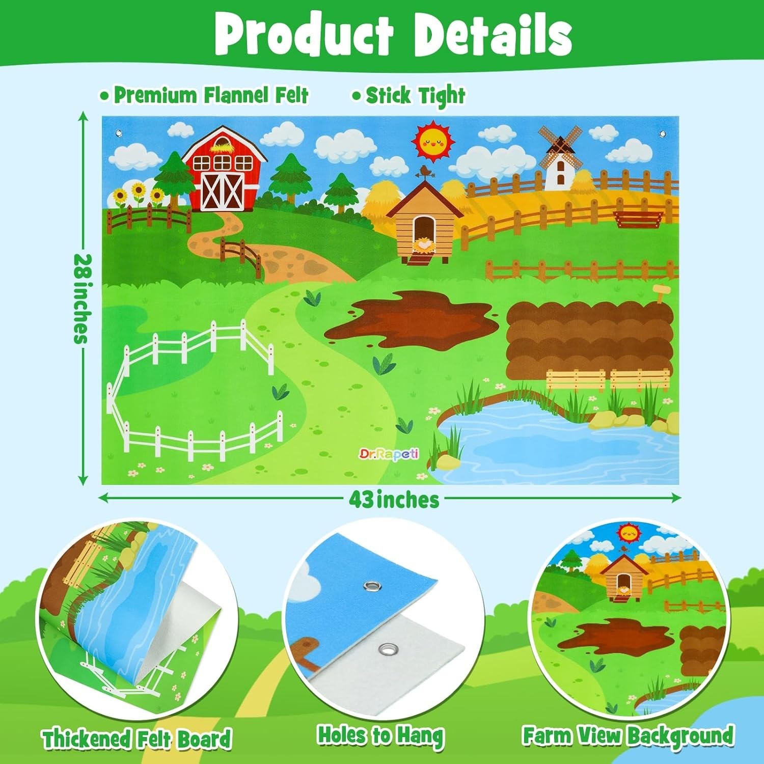 Farm Animals Felt Story Board Set 41PCS Preschool Farmhouse Barnyard Theme Bu…