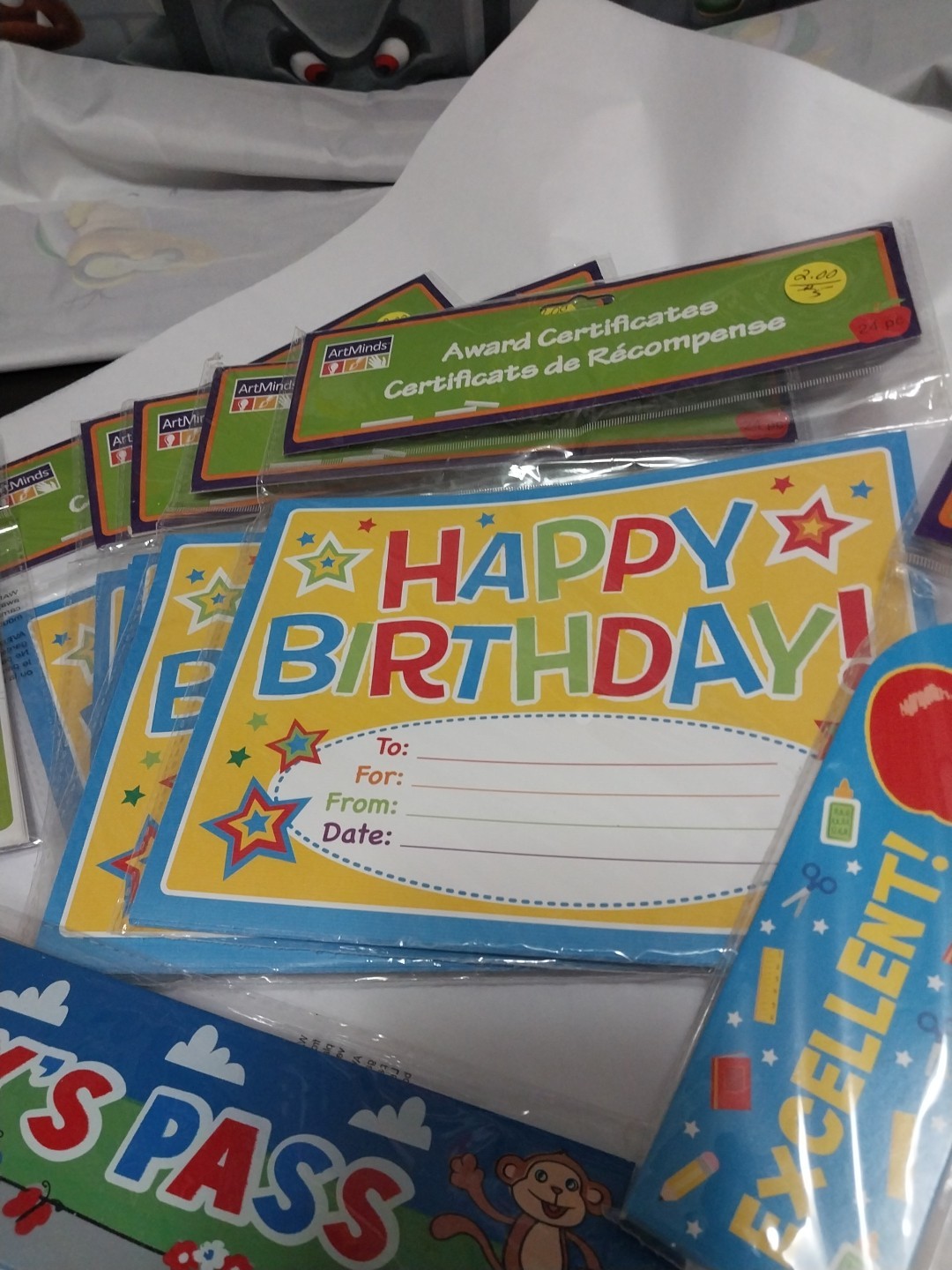 Lot 5 Birthday Certificate Packs Bookmarks 2 Passes Nametags Teacher Classroom