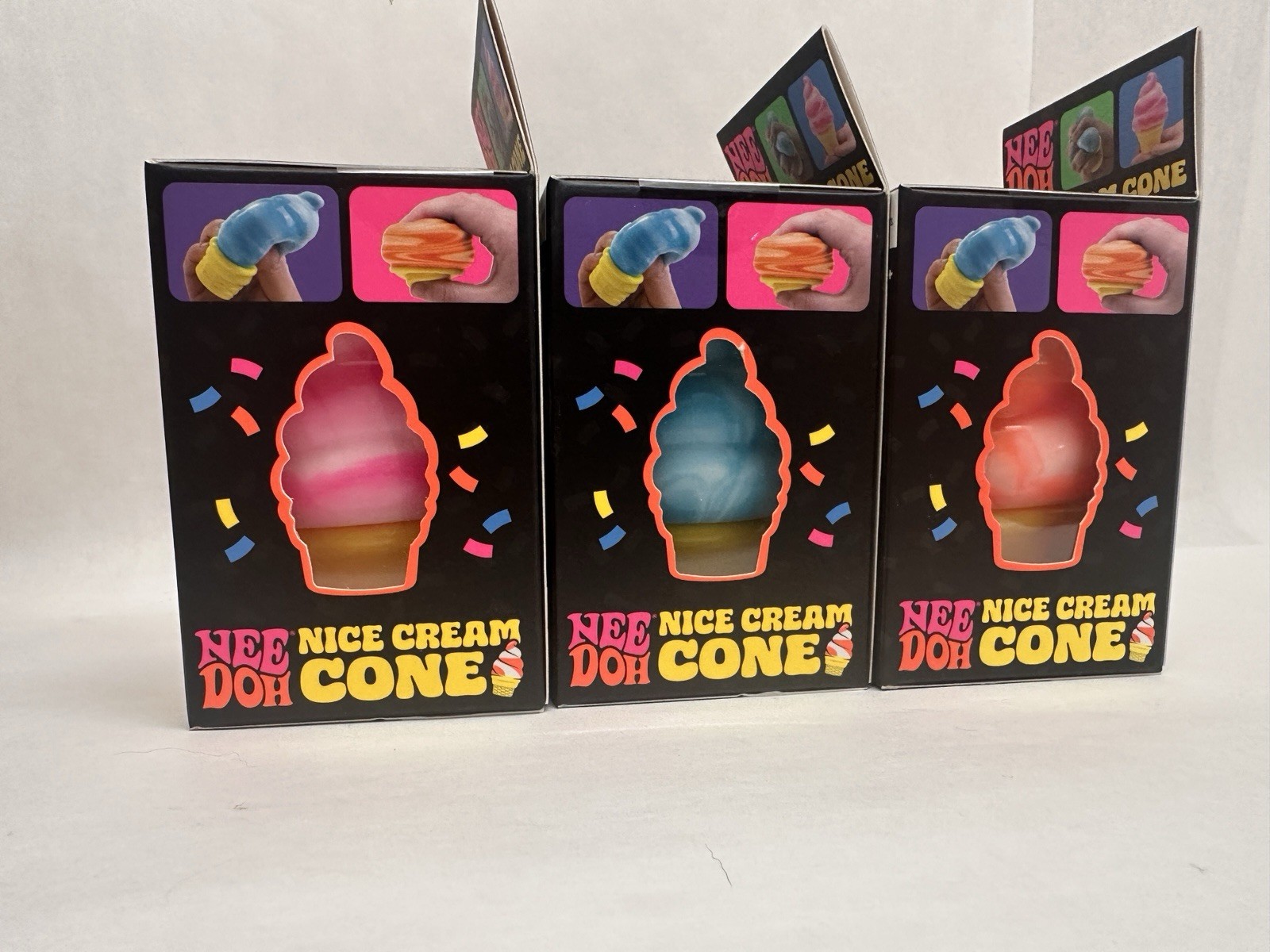 NeeDoh Nice Cream Cone Ice Cream- Set of all 3 colors Pink, Orange, Blue- RARE