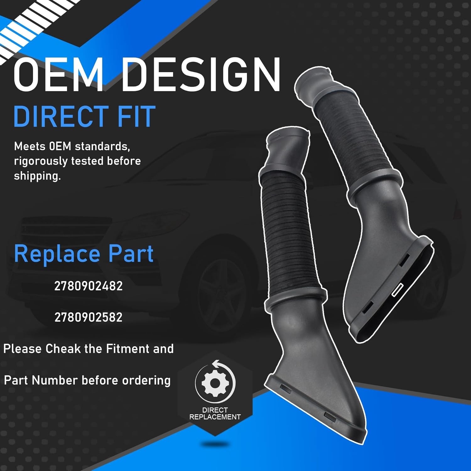 Pair Left & Right Air Intake Hose Air Inlet Duct Compatible With 2012-2018