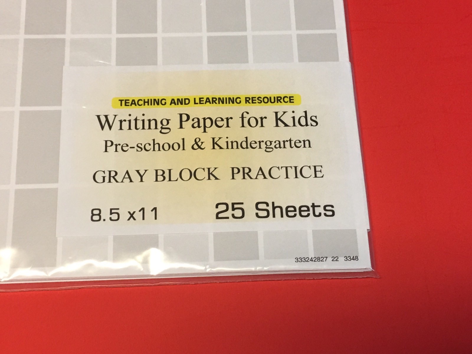 Writing Paper for Kids – Gray Block Practice – 11X 8.5 in, 20 lb, 25 sheets
