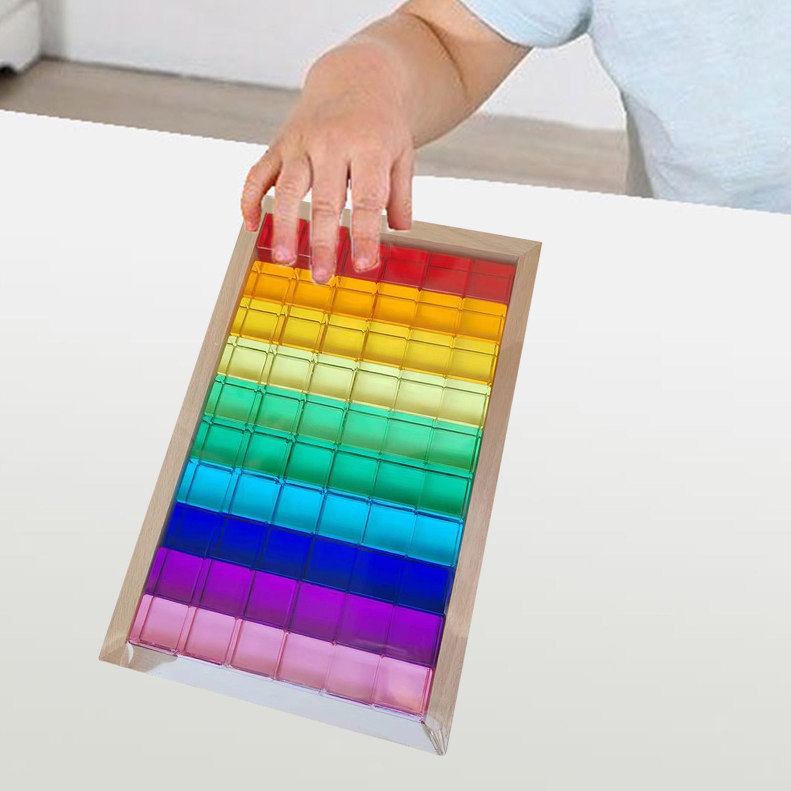 Rainbow Building Blocks Set Learning Toys Acrylic Cubes for Boys Girls Gift