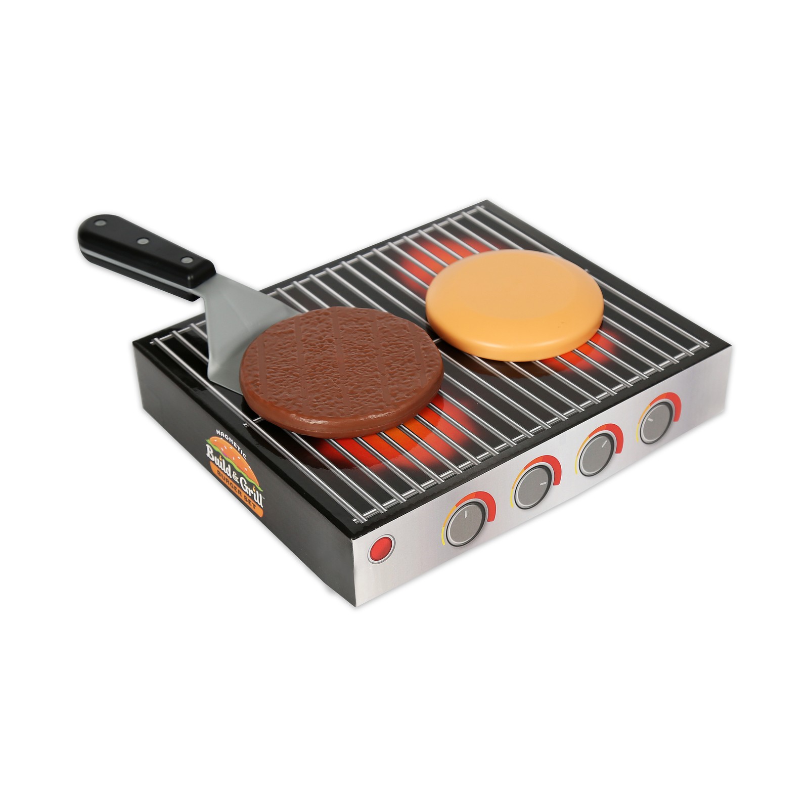 New – Popular Playthings Magnetic Build & Grill Burger Set – Ages 3+