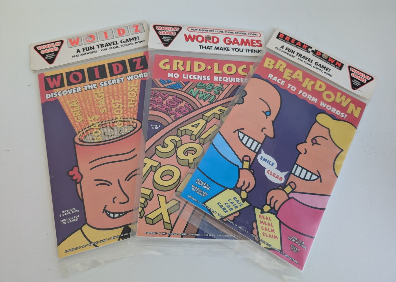 Travel game vintage 1996 Vandelay Games 90s word breakdown gridlock NEW lot 3