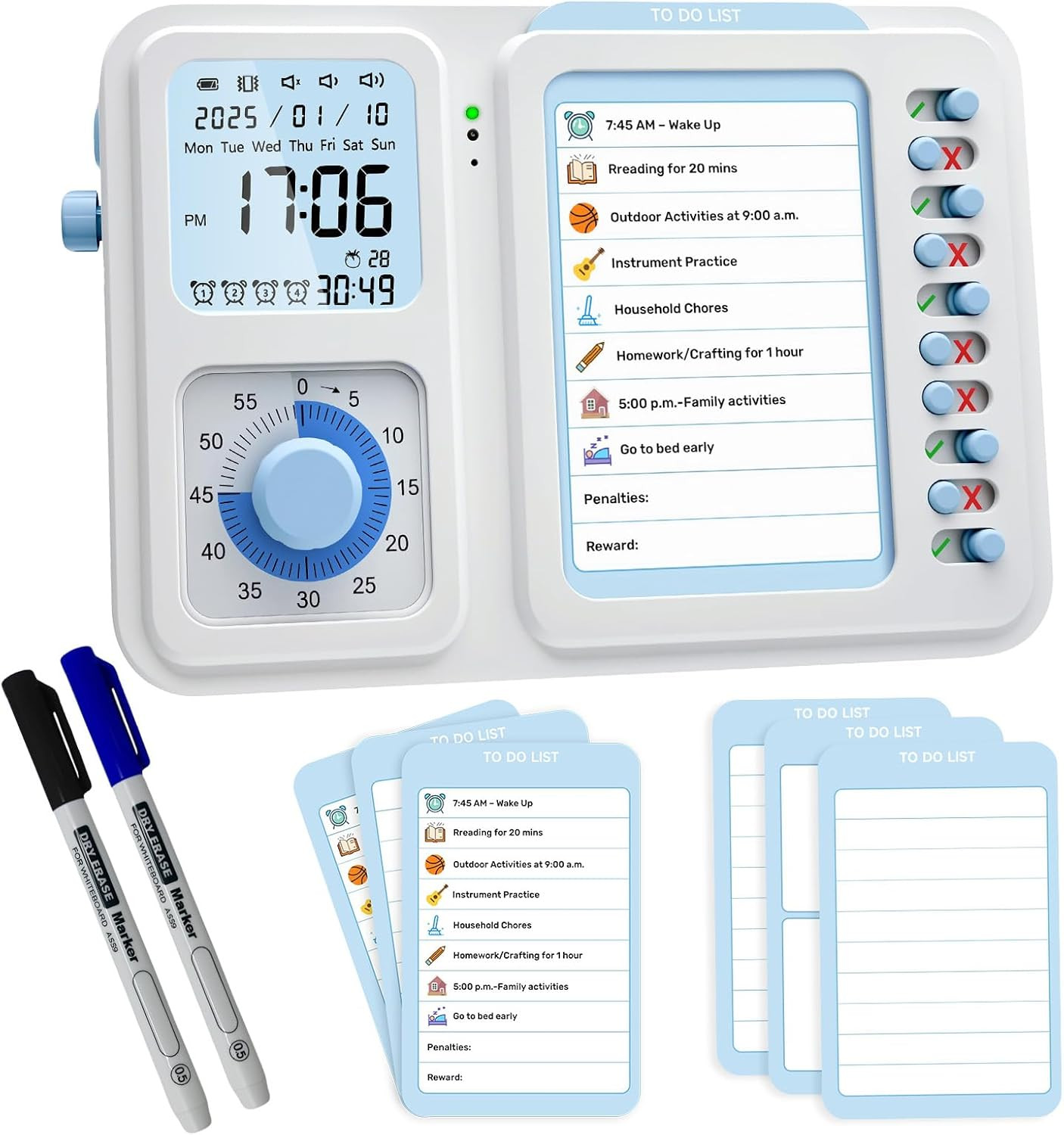 Visual Timer for Kids with Planning Board, 3-In-1 Visual Schedule for Kids wi…