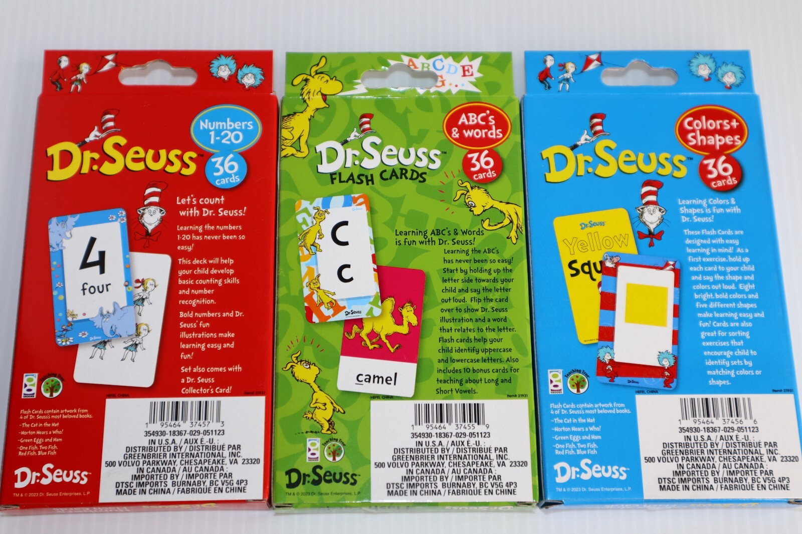 Dr. Seuss Children’s 3pk Flash Cards: Numbers,Colors, ABC’s & Words Fun Learning