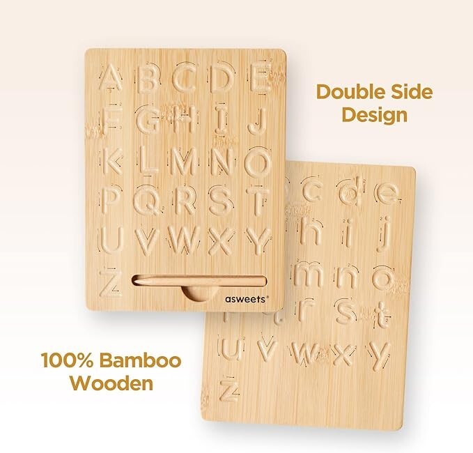 Asweets Montessori Wooden Alphabet Tracing Board Wood Letter Practicing Board