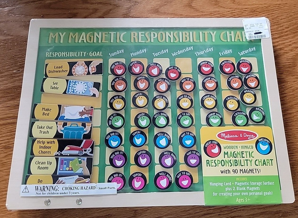 NEW MELISSA & DOUG Wood Frame MY MAGNETIC RESPONSIBILITY & CHORE TRACKING CHART