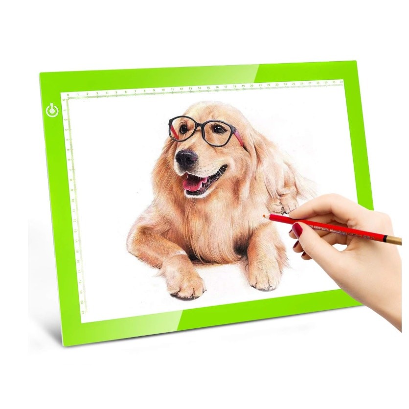 Portable A4 LED Light Tracing Box, Green Adjustable USB 14.2″L x 0.2″W x 10.6″H