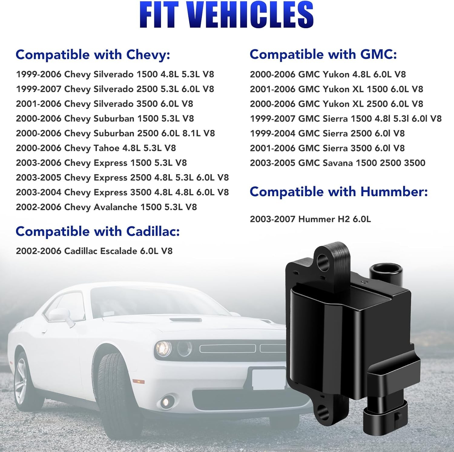 Set Of 8 Square Ignition Coils Chevy Silverado UF271 4.8 5.3