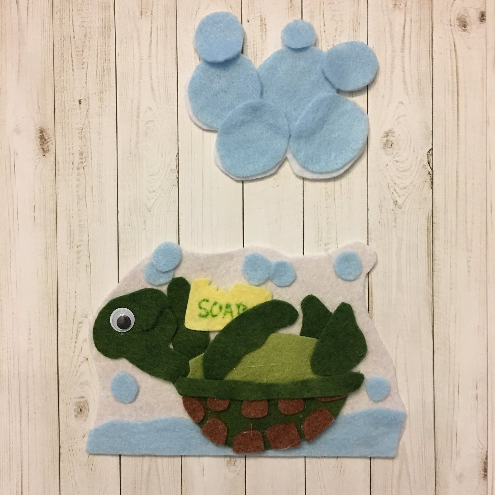 Tiny Tim the Turtle Bath Time Sample Set for Felt or Flannel Board Play