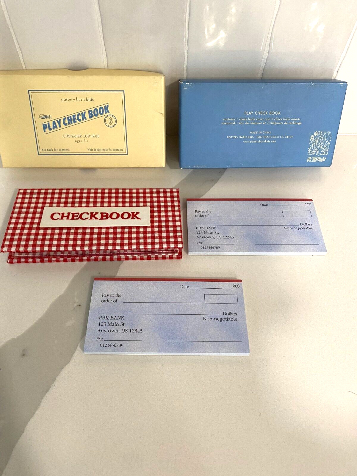 Pottery Barn Kids Play Check Book Bank Banking Budget Toy Gift Home Schooling