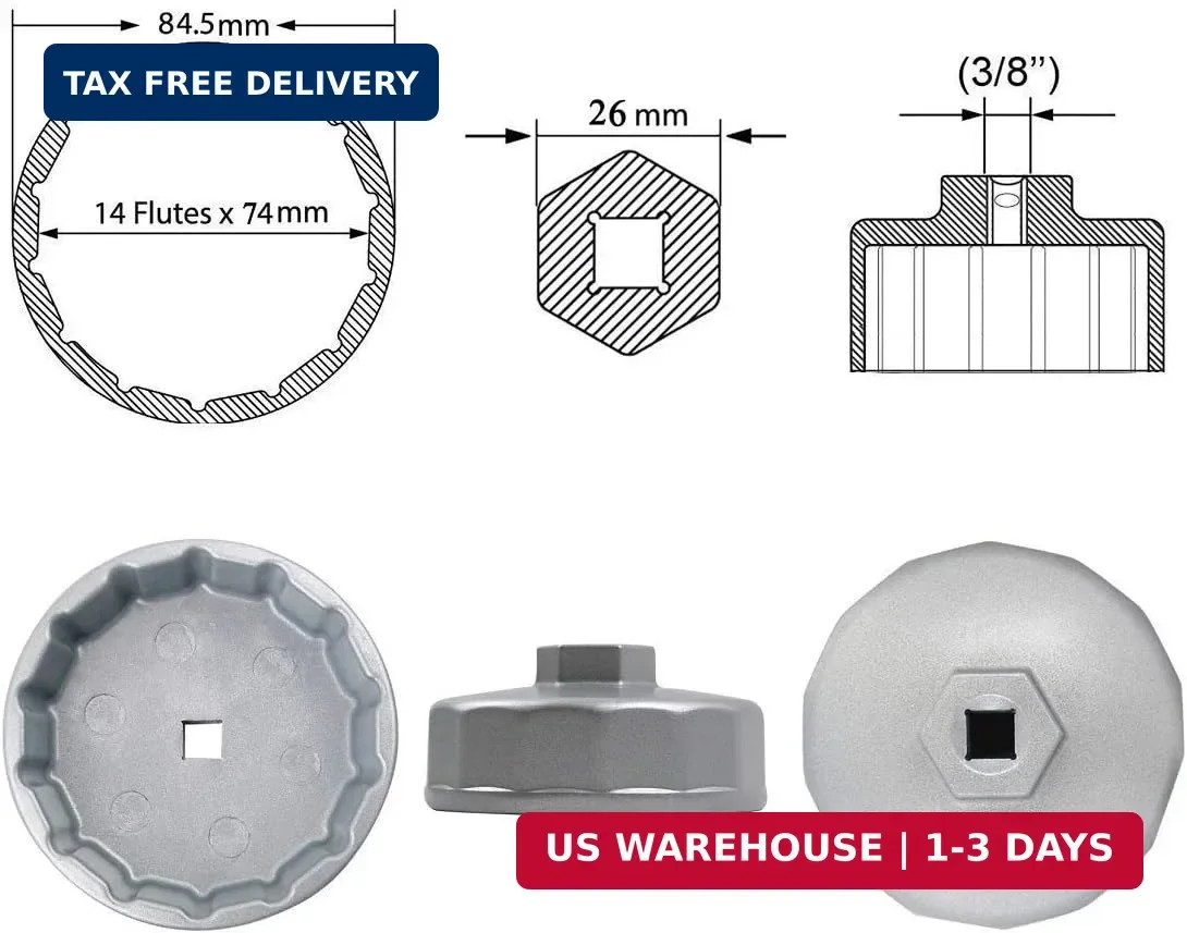 Heavy Duty 74mm 14 Flutes Oil Filter Wrench For Volkswagen, Mercedes Benz, VW, A