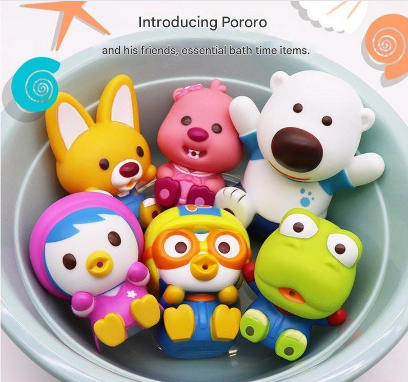 Pororo & Friends 6 Figures Shower Bath Kid Play Toy Birthday Cake Topping Deco