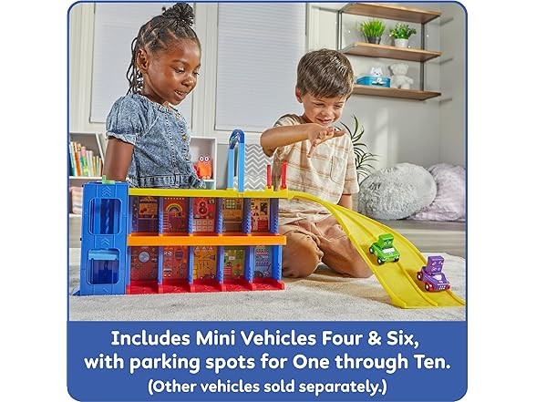 hand2mind Counting Car Garage, Race Car Track, Toy Vehicle Playsets