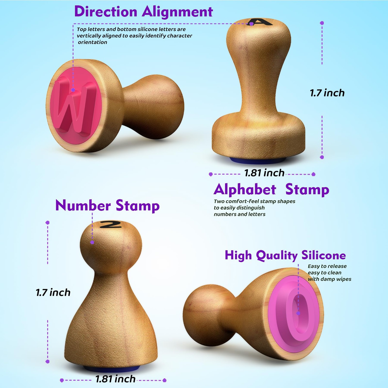 Wooden Alphabet Number Stamp for ,Montessori Learning Toys for 3 4 5 Year Old…